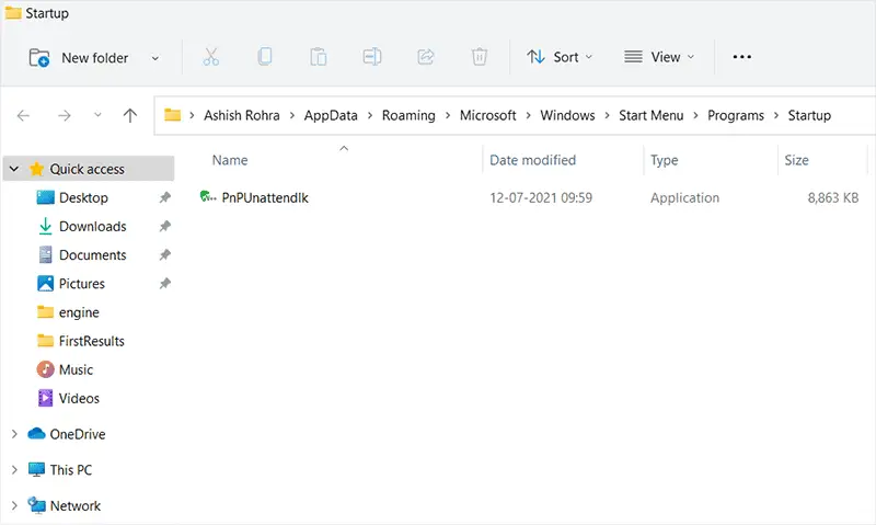 Windows 11 Startup Folder