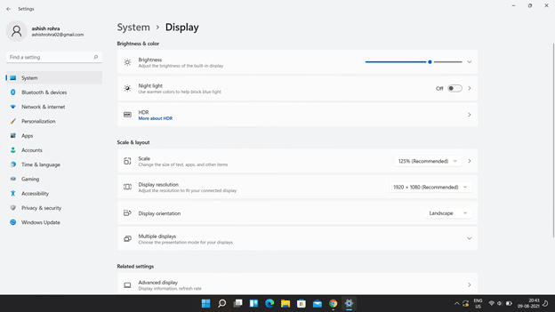 Windows 11 System-Display Settings