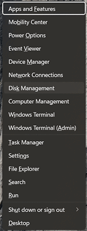 Windows Win + X Menu