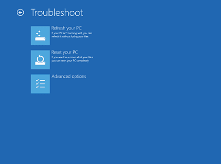 Windows Troubleshooting Options