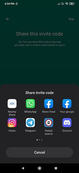 Share invite code