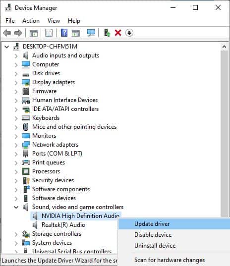 update audio driver