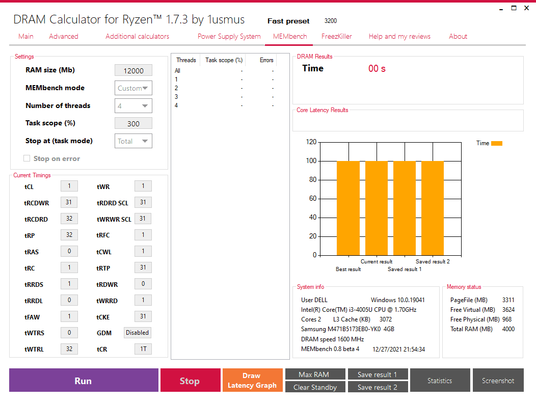 Setting of MEMbench mode and Task Scope