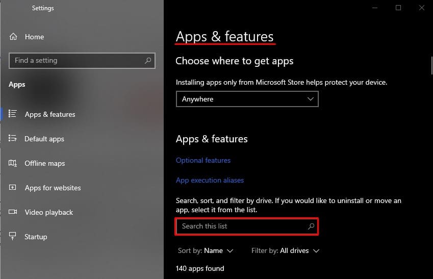 Windows Apps and Features