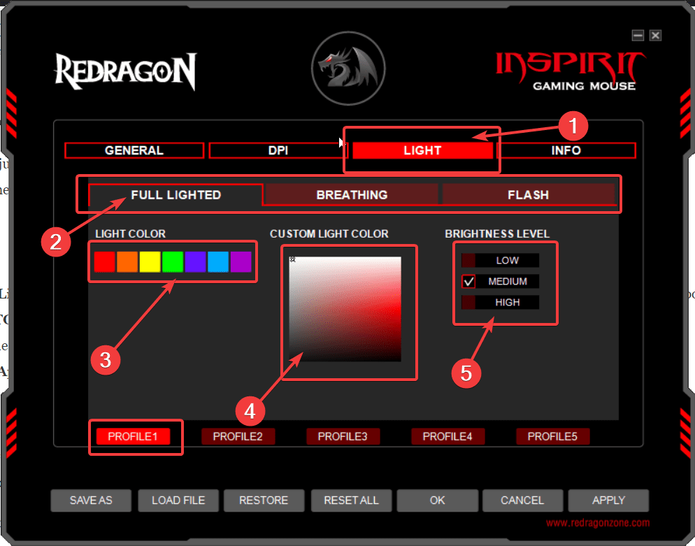 Change Redragon Mouse light