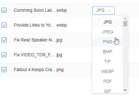 Change Output Image Format