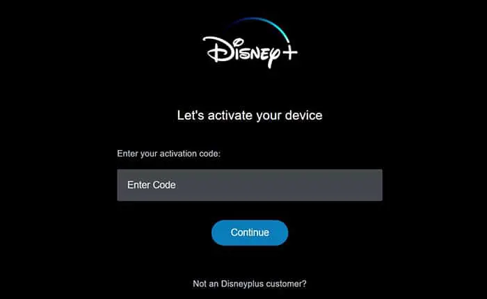 Disney Plus 8 Digit Code Screen