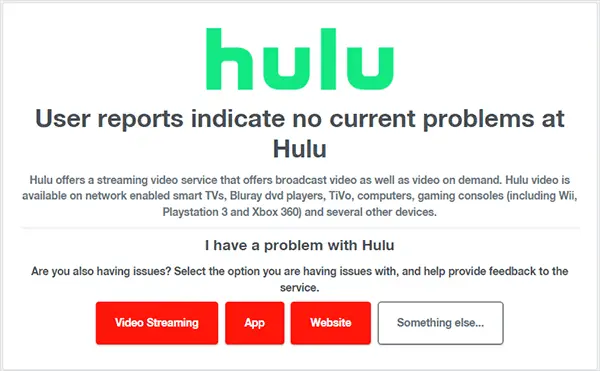 Downdetector Status for Hulu