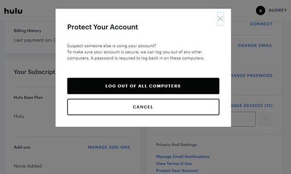 Hulu Log Out Of All Computers