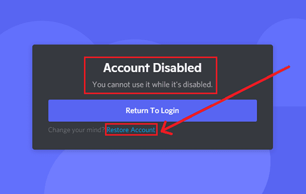 Restore Disabled Discord Account