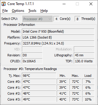 CoreTemp - Check CPU & GUP Temperature