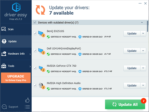 Driver Easy - Driver Update Scan Result