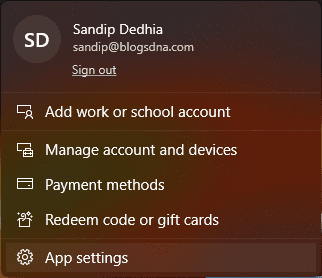 Microsoft Store - App Settings