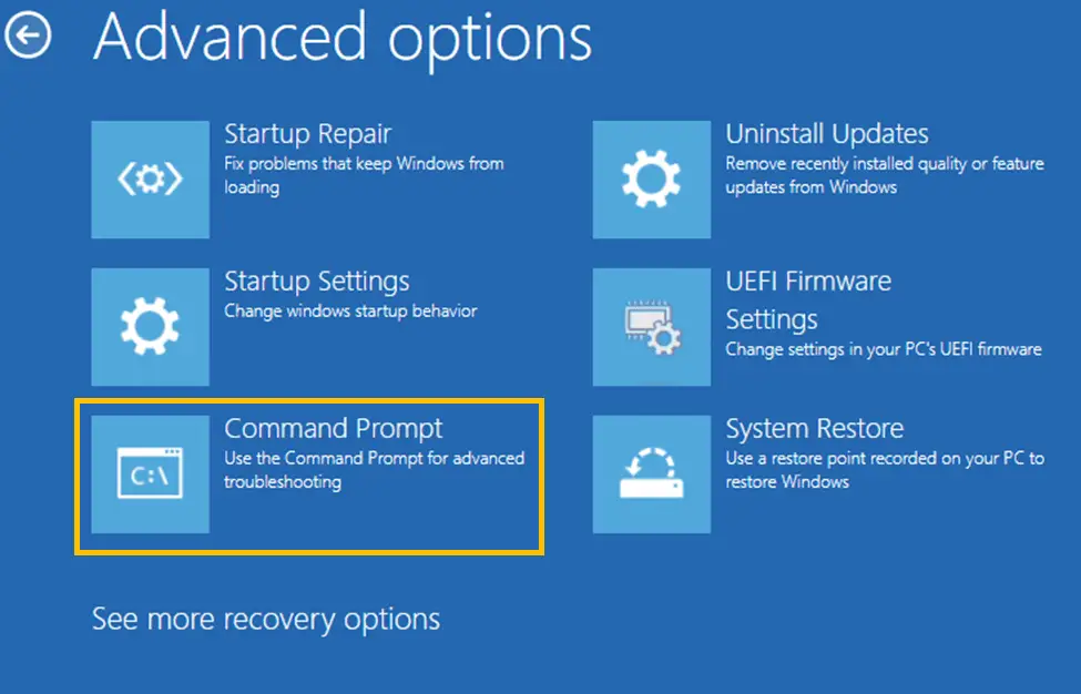 Windows Advance Options