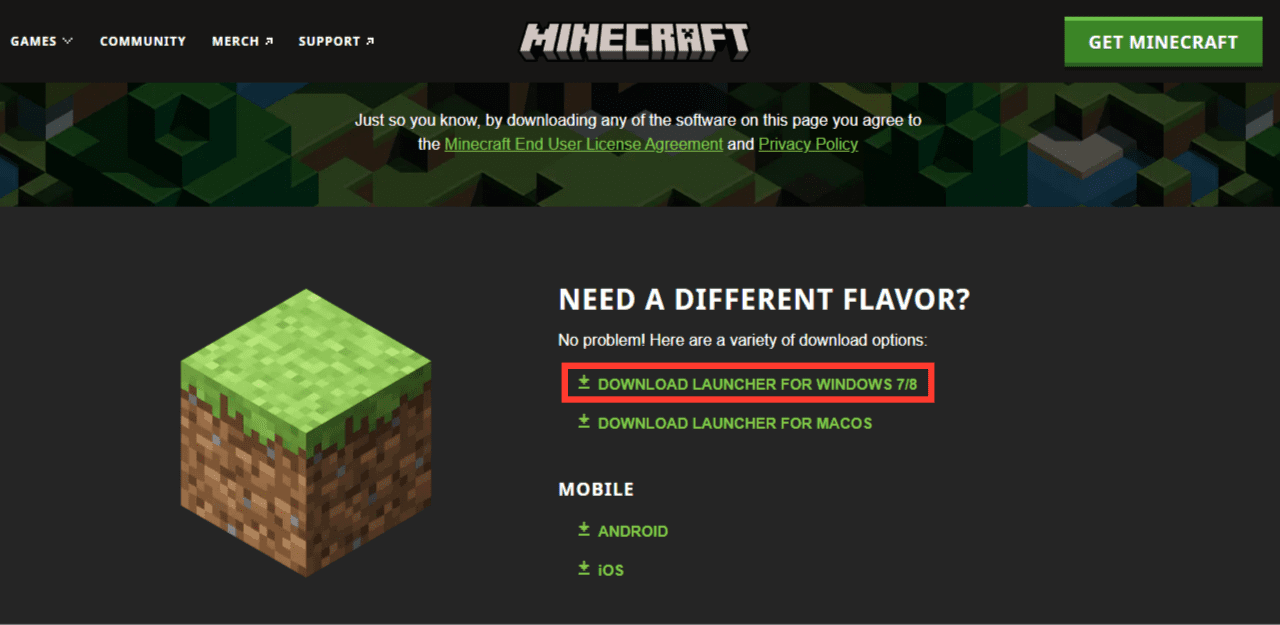 Minecraft - Download Older Launcher