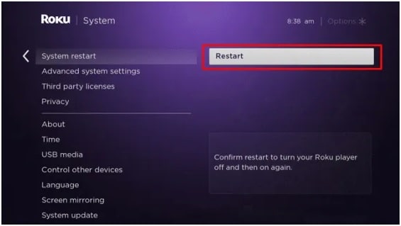 Restart Roku Device