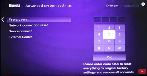 Roku Enter Code to Reset Everything