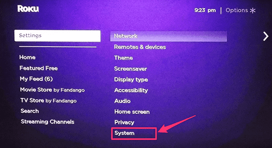 Roku System Settings