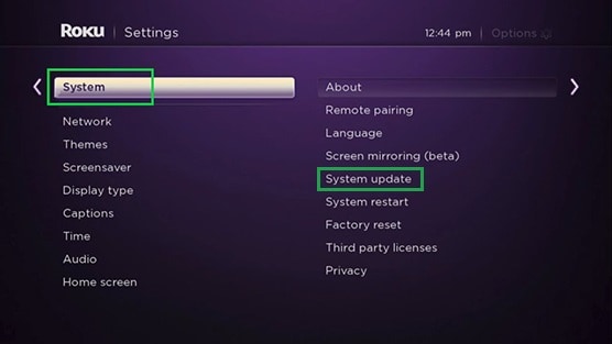 Roku System - System Update