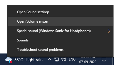 Windows 10 - Open Volume Mixer