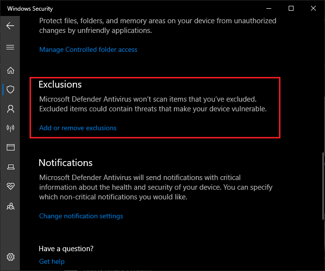 Windows Defender - Exclusion