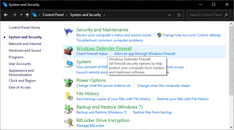 Windows Defender Firewall