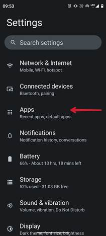 Android - Settings - Apps Section