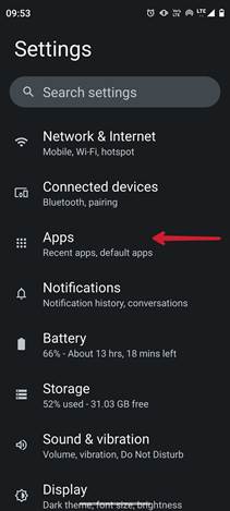 Android - Settings - Apps Section