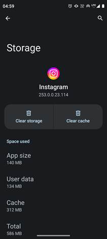 Clear all the data - Instagram App
