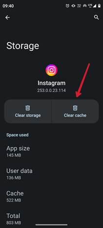 Instagram Clear Cache - Android