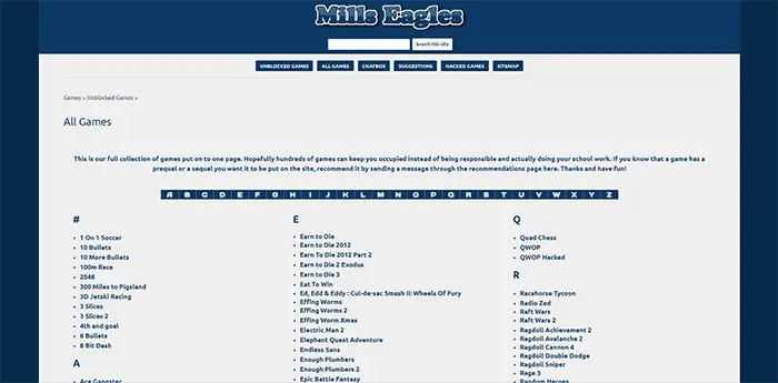 Mills Eagles - Unblocked Games Site