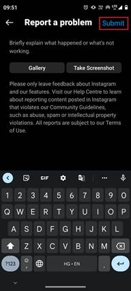 Submit issue to Instagram Support