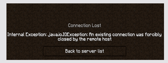 Internal Exception java IOException An existing connection was forcibly closed by the remote host