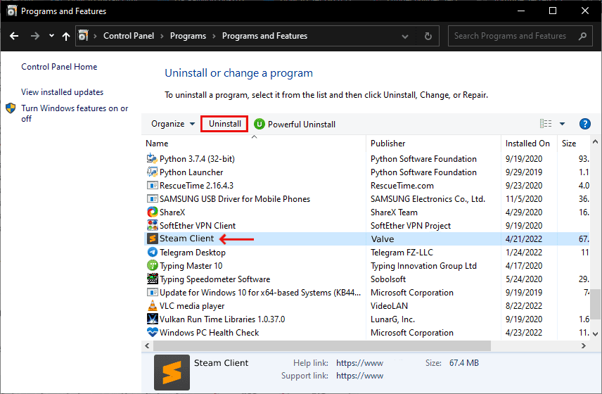 Steam Client - Uninstall