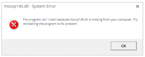 msvcp140.dll Missing Error