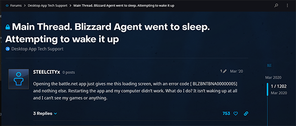 Blizzard Agent Went to Sleep